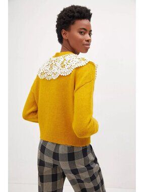 Maeve Anthropologie Anthropologie Goldenrod Yellow Lace Cardigan NWT, Size S